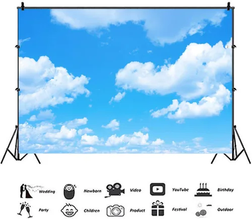 Miniatura 2 de Telones de fondo de fotografía con tema de nubes blancas de cielo azul, 7 x 5 pies, cielo claro, para niños, fiesta de cumpleaños, cartel de recién