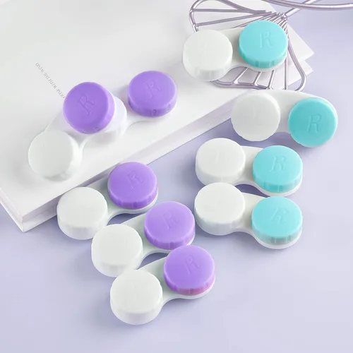 Miniatura 5 de 12 fundas para lentes de contacto, caja para lentes de contacto, contenedor de soporte para ojos izquierdos/derechos, kit de almacenamiento