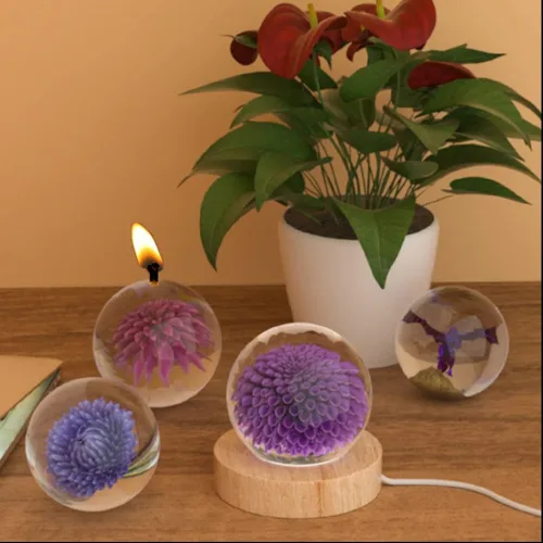 Miniatura 2 de 2 moldes de resina de esfera grande de 4 pulgadas, 3 pulgadas, transparente, 3D, sin costuras, de silicona, para preservación de flores, bricolaje