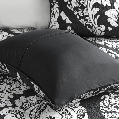 Miniatura 3 de Madison Park Vienna - Colcha reversible de algodón, diseño de costuras de lujo, para todas las estaciones, ropa de cama transpirable, fundas, Negro