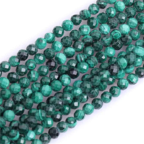 JOE FOREMAN Cuentas facetadas de malaquita de 0.079 in para hacer joyas, piedras preciosas naturales, semipreciosas, redondas de 15 pulgadas