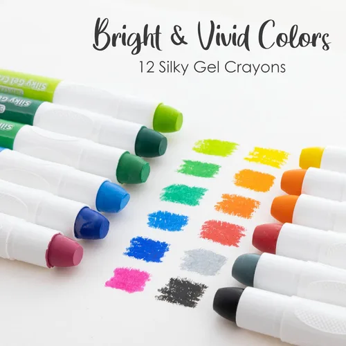Miniatura 6 de BAZIC - Crayones de gel sedosos jumbo, 12 colores, lavables, mezclables, no tóxicos, para libros de colorear (12 unidades), paquete de 1