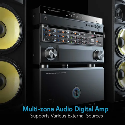 Miniatura 5 de Pyle Amplificador de potencia Bluetooth inalámbrico de 8 canales, montaje en rack de 4000 W, mezclador de sonido multizona, sistema de caja