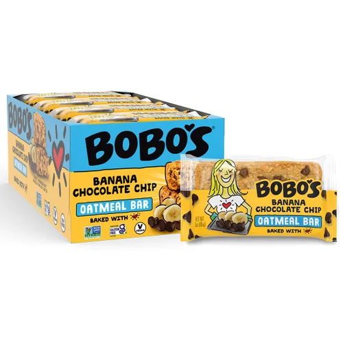 Miniatura 3 de Barritas de avena con plátano y chispas de chocolate de Bobo's, sin gluten, sin OMG, de avena integral, paquete de 12 Barritas de aperitivo Para