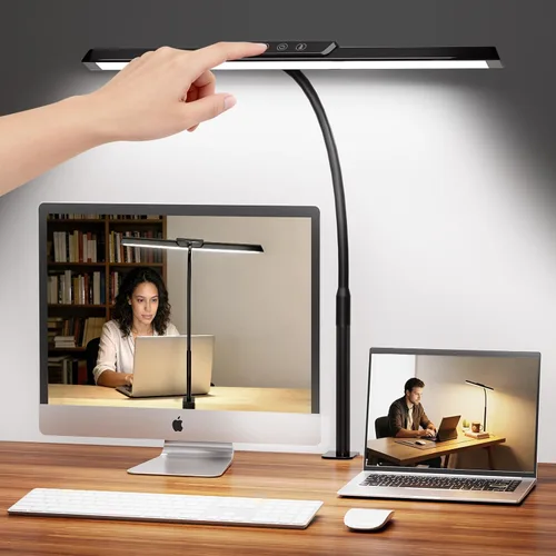 Lámpara de escritorio LED para oficina y hogar, luz de escritorio de arquitecto con atenuación continua con adaptador de CC, lámpara de escritorio