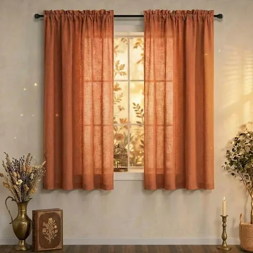 Miniatura 40 de Cortinas blancas puras de 38 pulgadas de ancho para dormitorio, juego de 2 paneles de cortinas de privacidad con bolsillo para barra, cortinas