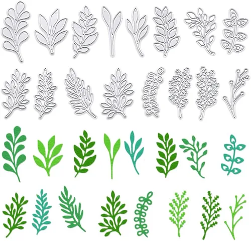 ALIBBON 16 piezas de troqueles de hojas para hacer tarjetas, troqueles de corte de hojas de rama, moldes de plantillas de metal, hojas de flores