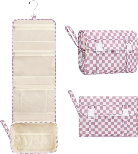 Miniatura 18 de Pequeña bolsa de aseo colgante para hombres y mujeres, organizador colgante portátil para kit de ducha de tamaño de viaje, accesorios de maquillaje