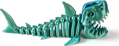 Miniatura 10 de Juguete de tiburón articulado impreso en 3D, divertido diseño de esqueleto móvil para decoración de escritorio, antiestrés y descompresión, lindo