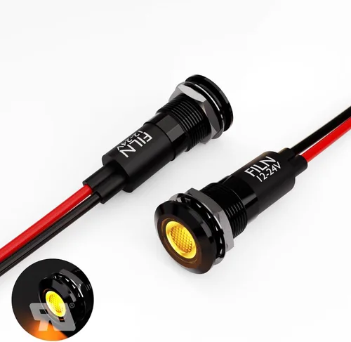 Miniatura 20 de 2 piezas de 12 mm (1/2") Luz indicadora LED blanca, lámpara de señal impermeable de metal, 5 V, 12 V, 24 V, IP67, luz de tablero para piloto