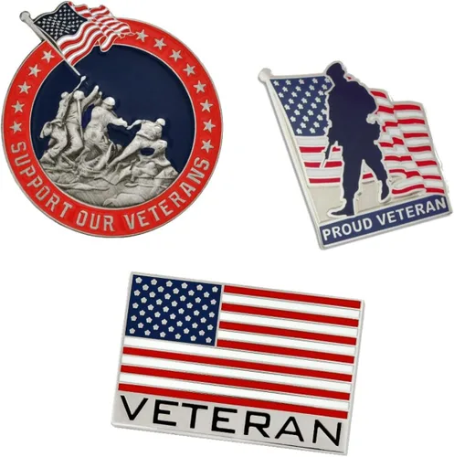 Miniatura 40 de PinMart Pin de veterano – Pin patriótico americano de solapa o sombrero – Orgulloso de ser retirado ejército, marina, fuerza aérea o cuerpo