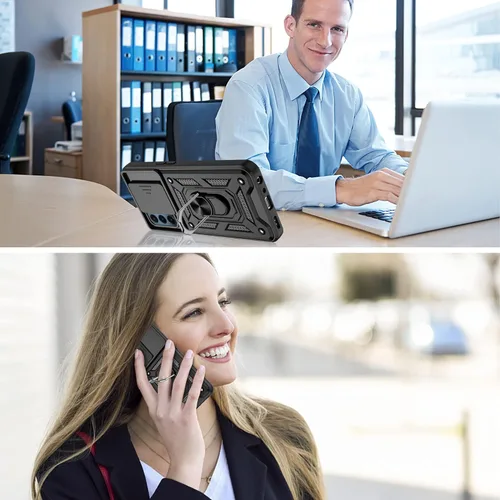 Miniatura 6 de ATUMP Funda para OnePlus Nord N200 5G con protector de pantalla HD con cubierta para cámara deslizante, soporte de anillo de rotación de 360°