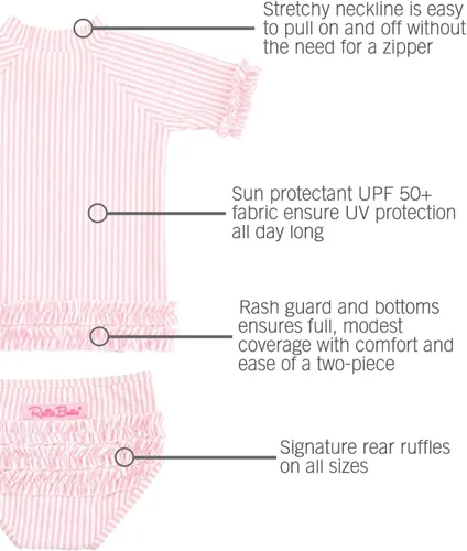 Miniatura 4 de RuffleButts - Conjunto de traje de baño de manga corta para bebé o niña con protección solar UPF 50+