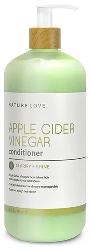 Nature Love - Acondicionador de vinagre de sidra de manzana, aclara y brilla, revitaliza el cabello y el cuero cabelludo, purifica sin pelar, sin