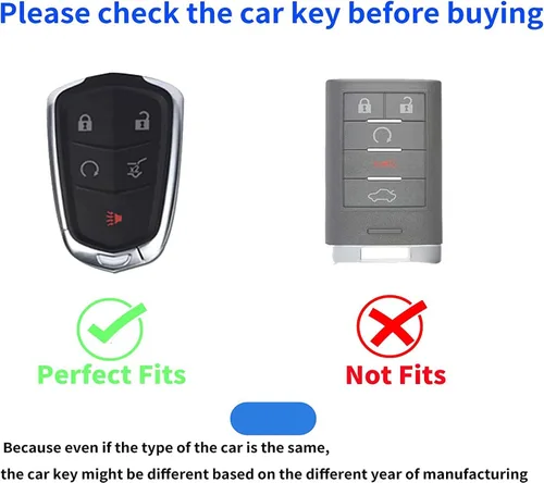 Miniatura 2 de Funda para llavero de TPU adecuada para Cadillac Escalade CTS SRX XT5 ATS STS CT6 Smart Remote Fob Key 2015-2019, Modelo-a (verde)