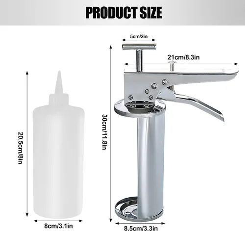 Miniatura 6 de Pistola de salsa de hamburguesa de acero inoxidable, dispensador de crema agria, dispensador de aderezo para ensaladas con botellas dispensadoras