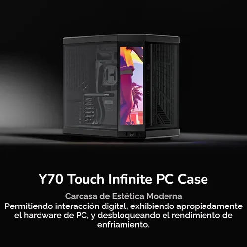 Miniatura 2 de HYTE Y70 - Caja ATX de torre intermedia Touch Infinite de doble cámara con estética moderna y pantalla táctil LCD de 2.5K integrada, color negro