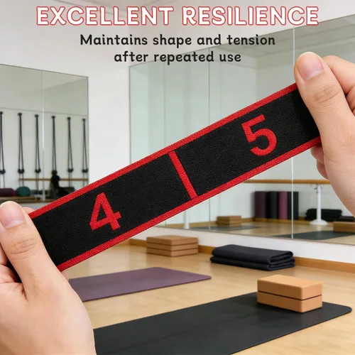 Miniatura 5 de Paquete de 2 bandas de resistencia de 8 secciones con marcas numeradas, banda de ejercicio para estiramiento, yoga, pilates y fitness en casa