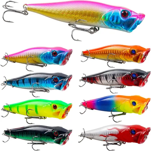Miniatura 8 de 8PCS Fishing Lures Popper Lures Shadllow Deep Diving Swimbait Crankbait Fish Wobble Hard Fishing Baits for Bass Trout Freshwater and Saltwater Fish