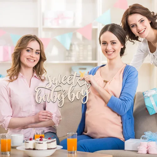 Miniatura 4 de Tradder Letrero de madera con texto en inglés «Sweet Baby Show» para decoración de baby shower, para recién nacido, revelación de género, fiesta