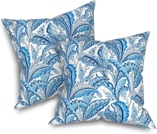 Miniatura 952 de Juego de 2 almohadas para exteriores de 16 x 16 pulgadas, repelentes al agua con interiores, para muebles de patio, hogar, jardín, geometría bohemia