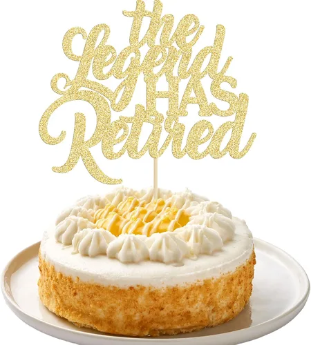 Miniatura 9 de 1 pieza de decoración de pastel con purpurina negra con purpurina de despedida, hola, pensión, decoración para tartas de despedida de jubilación