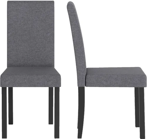 Miniatura 12 de COSTWAY Juego de 2 sillas de comedor sin brazos de tela, sillas laterales tapizadas de cocina con patas de madera de goma, asiento acolchado y Beige