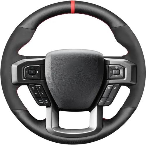 MEWANT F150 - Fundas para volante de automóvil Ford, cuero de gamuza cosido a mano para Ford F-150 Raptor 2015-2020