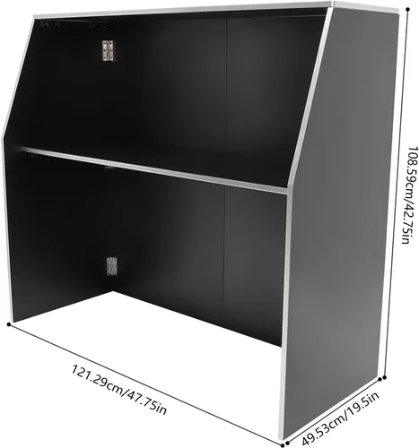 Miniatura 3 de Barra de eventos portátil plegable con estantes superiores y medios, 47.75 x 19.5 x 42.75 pulgadas, gabinete de bar portátil plegable para fiestas