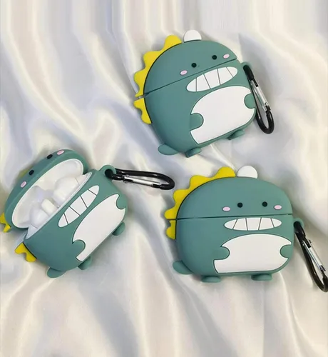 Miniatura 6 de Bonita funda de dinosaurio para Airpod Pro/Pro 2 Gen 2023/2022/2019, divertida funda Kawaii de dibujos animados 3D con kit de limpieza y llavero