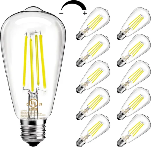 Miniatura 8 de DAYBETTER Paquete de 6 bombillas LED Edison vintage, bombilla LED regulable E26, equivalente a 60 vatios, bombillas de luz LED de filamento antiguo