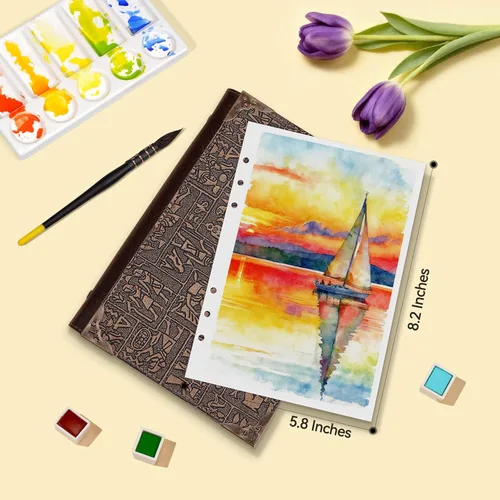 Miniatura 9 de Lightwish Cuaderno de bocetos de acuarela, diario de acuarela 100% algodón sin ácidos, papel de acuarela de prensa en frío de 21.16 oz/m² para Dorado