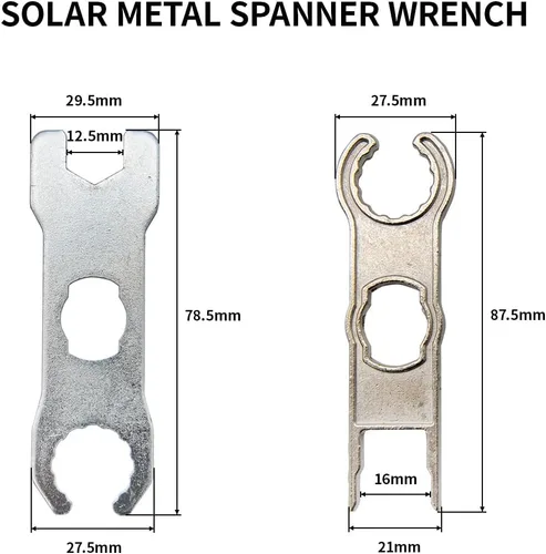 Miniatura 2 de ELFCULB 1 par de llaves de metal solar, herramientas de conector de panel solar, herramienta de montaje y desmontaje para sistema fotovoltaico solar