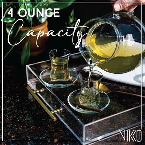 Miniatura 5 de Vikko Vasos y platillos de té turcos, tazas de té turco de 4 onzas, juego de 6 piezas Transparente