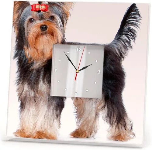 Yorkshire Terrier Yorkie Dog Wall Clock Framed Mirror Decor Printed Pet Lovers Art Home Design Gift
