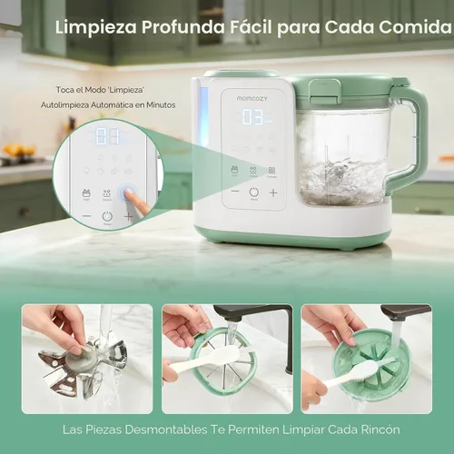 Miniatura 8 de Momcozy AutoMeal Procesador de Alimentos para Bebés – Procesador de Alimentos de Vapor y Mezcla Automática de Un Solo Paso, Taza Grande de 15 oz