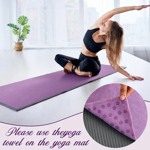 Miniatura 2 de Breling Paquete de 4 toallas de yoga, toalla de yoga caliente de 72 x 24 pulgadas, tapete de microfibra antideslizante con puntos de agarre, ultra