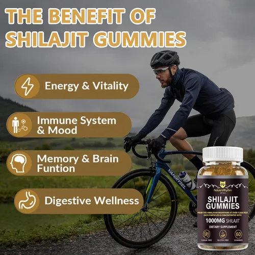 Miniatura 4 de Nature's Rhythm - Gomitas Shilajit de 1000 mg con ácido fúlvico 60 gomitas para apoyo energético e inmunidad para hombres y mujeres Ricas en más
