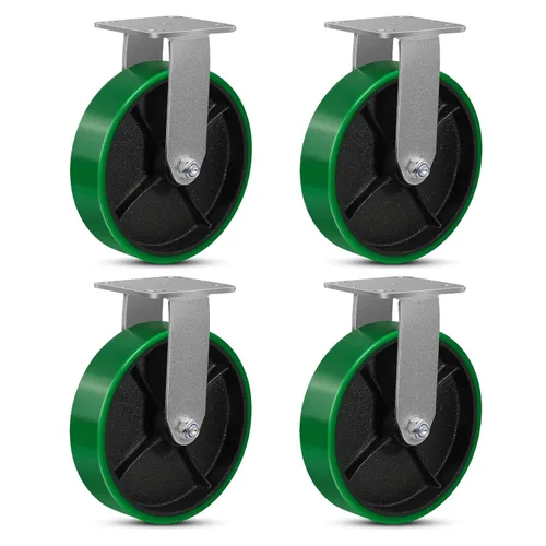 Miniatura 29 de Ruedas giratorias, ruedas industriales de 4 pulgadas resistentes, poliuretano en rueda de acero, ruedas giratorias de placa superior