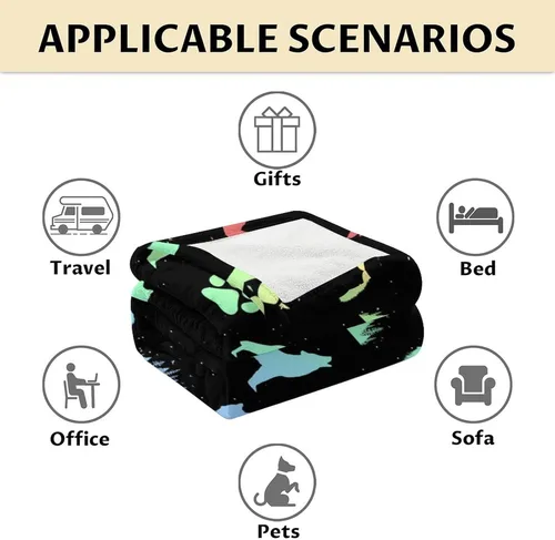 Miniatura 6 de Manta de lobo para regalar – Manta de 30 x 40 pulgadas para adultos y niños, manta de felpa suave arcoíris para sofá y viajes