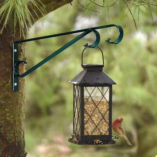 Miniatura 5 de Paquete de 2 ganchos de metal para plantas de 15.5 pulgadas para pared, soporte decorativo recto para plantas colgantes para comederos de aves