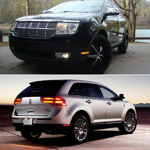 Miniatura 5 de Compatible con Lincoln MKX 2007 2008 2019 2010 Parachoques trasero y delantero marcador lateral ámbar/rojo carcasas 4ps