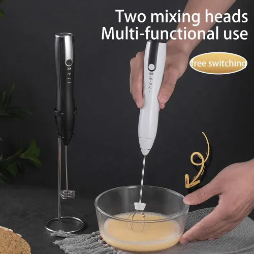Miniatura 4 de Ruciko Espumador de leche eléctrico recargable de 3 velocidades, acero inoxidable, mini portátil. Carga rápida tipo C para lattes, café, batir
