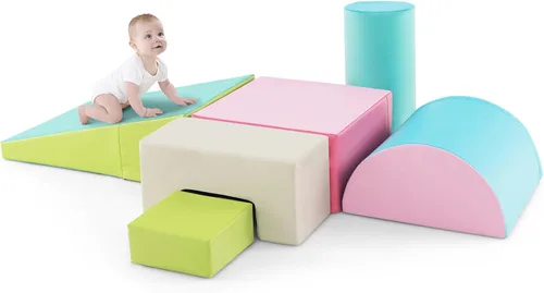 Miniatura 12 de Costzon Juego de escalada y gateo para niños pequeños, 6 piezas con cubierta de poliuretano para gatear, escalar y caminar, bloques de escalada
