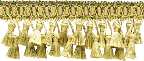 Colección Noblesse de 3" (7.5cm) Elaborado con flecos de borla de dos niveles # TFH3D, oro canario #4875 (oro oscuro, oro amarillo) paquete de valor