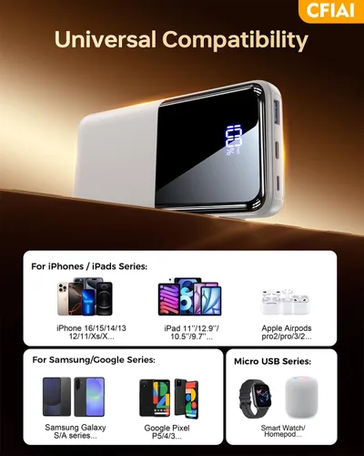 Miniatura 10 de Banco de Energía Cargador Portátil - Paquete de Batería de 15,000mAh Cargador de Teléfono Portátil con Cable Integrado 22.5W Carga Rápida Powerbank