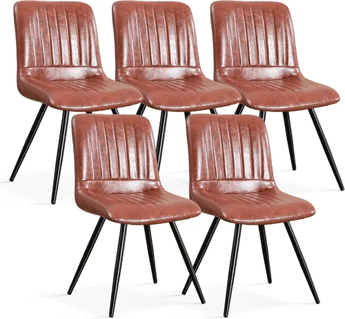 Miniatura 43 de Sillas de comedor, modernas sillas de comedor con cojines gruesos, sillas tapizadas de piel sintética para cocina, comedor con patas de metal
