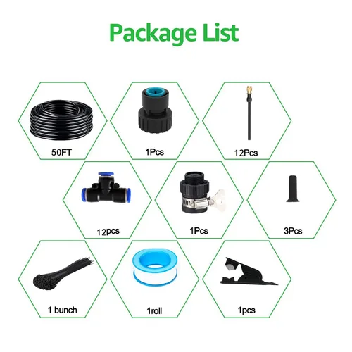 Miniatura 2 de Kit de riego por goteo de 50 pies, sistema automático de riego de jardín con conectores rápidos sin herramientas, goteros de flexión de 360°