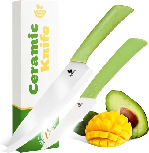 Miniatura 7 de Cuchillo de cerámica duradero para cortar verduras y frutas, cuchillo de chef de cerámica profesional y no reactivo de 6 pulgadas para corte limpio