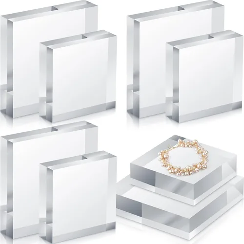 Miniatura 10 de Remerry 8 bloques de exhibición de acrílico de 1 x 1 x 1 pulgadas, acrílico pulido transparente, cuadrado, soporte para anillos, adornos de joyería